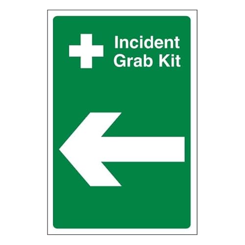 Bleedsave Incident Grab Kit Pfeil links, 300 x 400 mm, selbstklebendes Vinyl-Sicherheitsschild von BLEEDSAVE