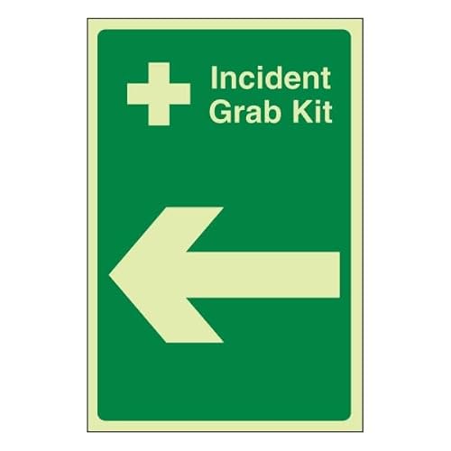 Bleedsave Incident Grab Kit Pfeil links, 300 x 400 mm, selbstklebendes Vinyl-Sicherheitsschild von BLEEDSAVE