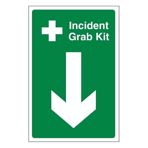 Bleedsave Incident Grab Kit Pfeil nach unten, 300 x 400 mm, selbstklebendes Vinyl-Sicherheitsschild von BLEEDSAVE