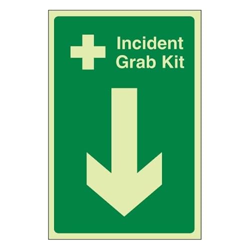 Bleedsave Incident Grab Kit Pfeil nach unten, 300 x 400 mm, selbstklebendes Vinyl-Sicherheitsschild von BLEEDSAVE