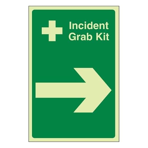 Bleedsave Incident Grab Kit Pfeil rechts, 300 x 400 mm, selbstklebendes Vinyl-Sicherheitsschild von BLEEDSAVE