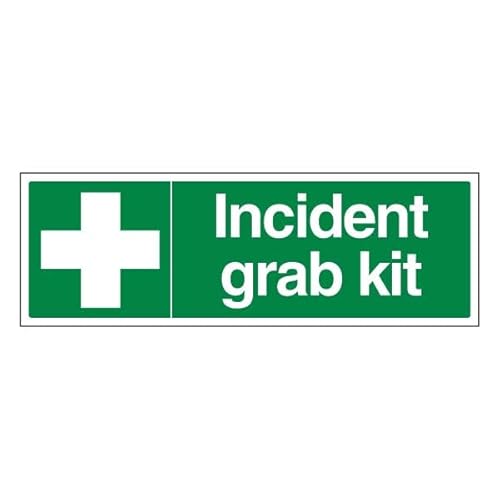 Bleedsave Incident Grab Kit – Querformat, 300 x 100 mm, selbstklebendes Vinyl-Sicherheitsschild von BLEEDSAVE