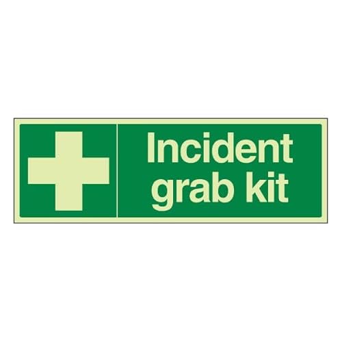 Bleedsave Incident Grab Kit – Querformat, 450 x 150 mm, leuchtet im Dunkeln, selbstklebendes Vinyl-Sicherheitsschild von BLEEDSAVE