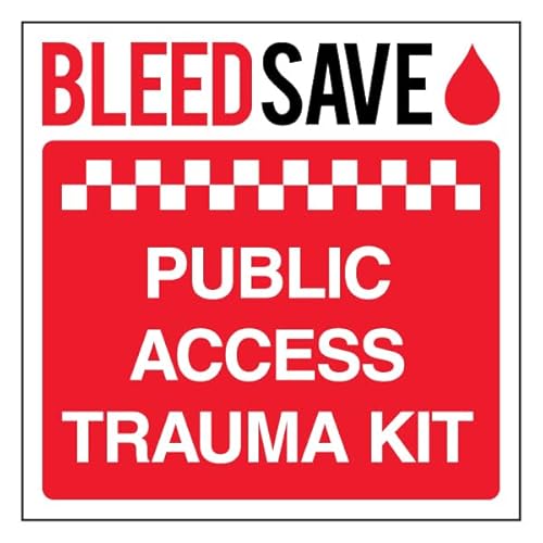 Bleedsave Public Access Trauma Kit – quadratisch 200 x 200 mm – 2 mm Hartplastik-Sicherheitsschild von BLEEDSAVE