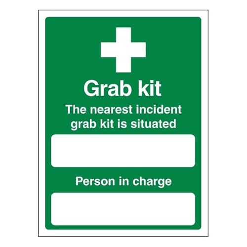 Bleedsave Selbstklebendes Vinyl-Sicherheitsschild "The Nearest Incident Grab Kit Is Situated", Hochformat, 150 x 200 mm von BLEEDSAVE