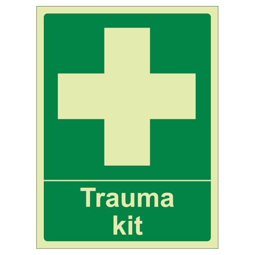 Bleedsave Trauma Kit – Hochformat, 100 x 150 mm, selbstklebend, Vinyl, leuchtet im Dunkeln, Sicherheitsschild von BLEEDSAVE