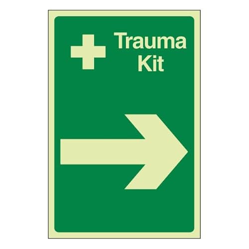 Bleedsave Trauma Kit Pfeil nach rechts, 300 x 400 mm, selbstklebendes Vinyl-Sicherheitsschild von BLEEDSAVE