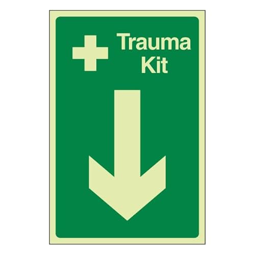 Bleedsave Trauma Kit Pfeil nach unten, selbstklebend, Vinyl, leuchtet im Dunkeln, 200 x 300 mm von BLEEDSAVE