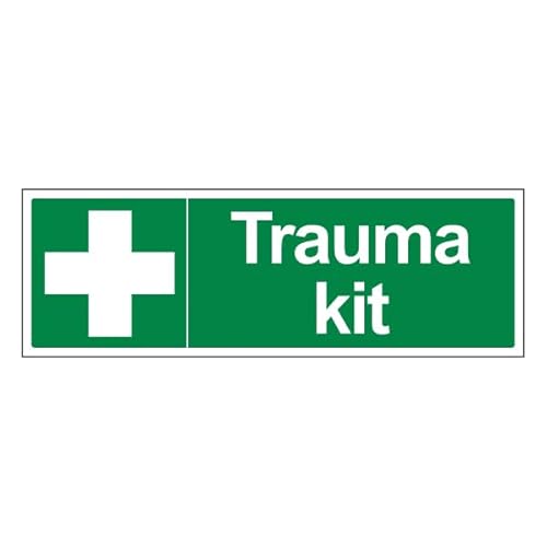 Bleedsave Trauma Kit – Querformat, 450 x 150 mm, selbstklebendes Vinyl-Sicherheitsschild von BLEEDSAVE