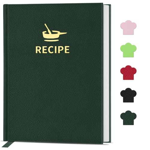 BLESWIN Blanko-Rezeptbuch zum Eintragen Ihrer Eigenen Rezepte, Stilvolles Hardcover-Rezeptbuch, B5 Rezeptjournal für Kochliebhaber, Perfektes DIY-Kochbuch zum Organisieren Ihrer Rezepte (Dunkelgrün) von BLESWIN