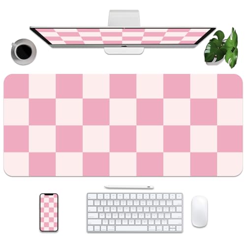BLESWIN Leder-Mauspad-Schutz, große Schreibtischmatte mit PU-Leder, rutschfeste Schreibtischunterlage, wasserdichte Schreibtisch-Schreibunterlage für Büro und Zuhause (rosa kariert, 35.4 x 15.7 in) BLESWIN Leder-Mauspad-Schutz, große Schreibtischmatte mit PU-Leder, rutschfeste Schreibtischunterlage, wasserdichte Schreibtisch-Schreibunterlage für Büro und Zuhause (rosa kariert, 35.4 x 15.7 in) von BLESWIN