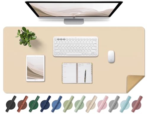 BLESWIN Leder-Schreibtischunterlage, Rutschfeste Große Mausunterlage, Computer- und Laptop-Matte, Schreibtisch-Schreibtischmatte für das Schreiben, Schreibtisch-Blotter-Pads Dekor (Aprikose, 80x40CM) von BLESWIN