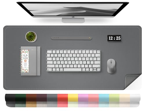 BLESWIN Leder-Schreibtischunterlage, Wasserdichte Laptop-Matte für Den Schreibtisch, Leicht zu Reinigende Büro-Schreibtischmatte, Schreibtischmatte, Große Schreibmatte (Dunkelgrau, 80x40cm) von BLESWIN