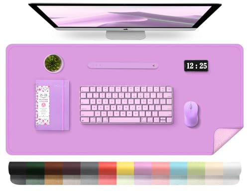 BLESWIN Leder-Schreibtischunterlage, Wasserdichte Laptop-Matte für Den Schreibtisch, Leicht zu Reinigende Büro-Schreibtischmatte, Schreibtischmatte, Große Schreibmatte (Flieder, 100x43cm) von BLESWIN