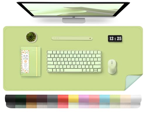 BLESWIN Leder-Schreibtischunterlage, Wasserdichte Laptop-Matte für Den Schreibtisch, Leicht zu Reinigende Büro-Schreibtischmatte, Schreibtischmatte, Große Schreibmatte (Matcha, 100x43cm) von BLESWIN