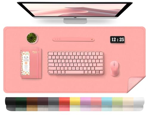 BLESWIN Leder-Schreibtischunterlage, Wasserdichte Laptop-Matte für Den Schreibtisch, Leicht zu Reinigende Büro-Schreibtischmatte, Schreibtischmatte, Große Schreibmatte (Rosa, 80x40cm) von BLESWIN