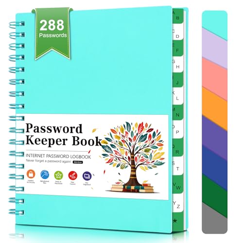 BLESWIN Passwortbuch Alphabetisch mit Registerkarten, Kleines Passwortbuch für Senioren, Kleines Passwortbuch im Taschenformat, Mini-Passwort-Journal für Internet-Website-Adresse im Detail, Hellgrün von BLESWIN
