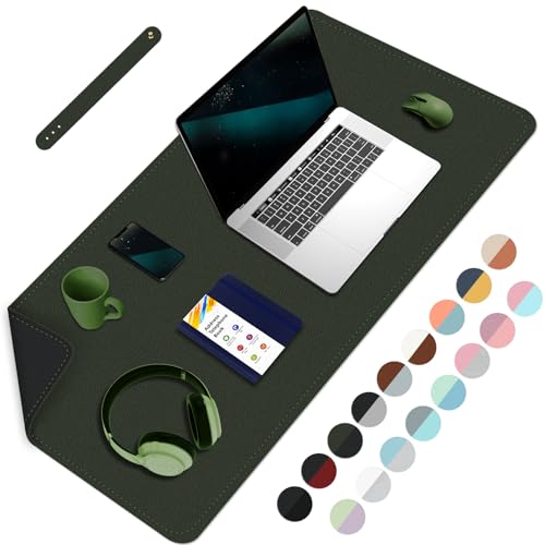Bleswin Doppelseitige Schreibtischmatte, Wasserdichte Schreibtischunterlage, Laptop-Schreibtisch-Schreibunterlage, 80x40cm, Dunkelgrün+Schwarz von BLESWIN