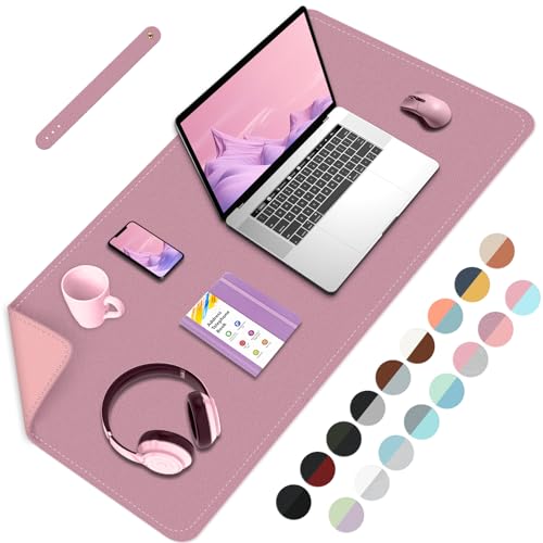 Doppelseitige Schreibtischmatte Büro-Schreibtischunterlage, wasserdichte Schreibtischunterlage Tischschutz, großes Mauspad für Tastatur und Maus-80x40cm, Lila+Rosa von BLESWIN