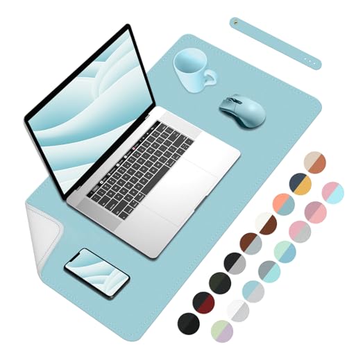Doppelseitige Schreibtischmatte Büro-Schreibtischunterlage, wasserdichte Schreibtischunterlage Tischschutz, großes Mauspad für Tastatur und Maus-60x35cm, Blau+Lackierung von BLESWIN