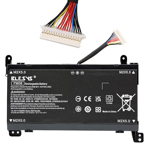 BLESYS 16 Pin FM08 Akku für HP Omen 17-an0xx 17-an000 17-an100 17-an028ng 17-an086ng 17-an101ng 922976-855 922977-855 922752-421 922753-421 HSTNN-LB8A Laptop Ersatzakku 14.4V 86Wh [16 Kabel] von BLESYS