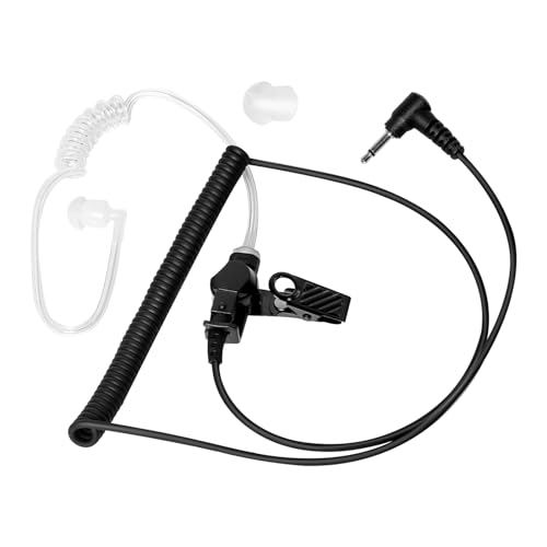 BLISCENTLY Akustikschlauch Nur-Hör-Headset für 2-Wege-Radios (3,5 mm) - Klare Spiralschlauch-Ohrhörer-Audiokit, kompatibel mit Funkgeräten und Transceivern - Schwarz. von BLISCENTLY