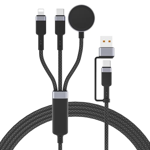 3 in 2 Multi Ladekabel für Apple Watch Ladegerät und iPhone,2M Nylon Multi USB Kabel mit Ladekabel Apple Watch/iPhone Kabel/USB C Ladegerät für iWatch Ultra/Se/10/9/8/1,iPhone 16/15/13/12/11/Pro Max/X von BLITEZZ