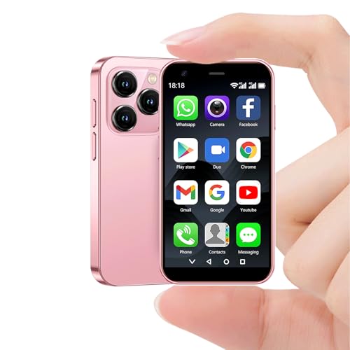 BLKE Mini-Handy, 4G Mini-Smartphone für Kinder, 7,6 cm (3 Zoll) HD-Bildschirm, Backup-günstige Handys für Kinder, Android 12,3 GB RAM + 32 GB ROM, winzig, 2000 mAh, Face ID/OTG/Dual-SIM, Pink von BLKE
