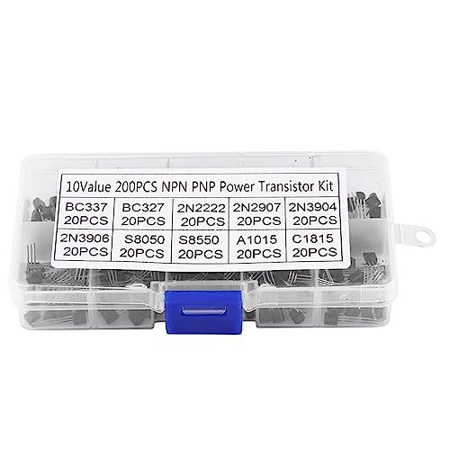 BLLBOO Transistor - Siliziumtransistor-Kit 200 Stück 10 Werte Sortiment an Siliziumtransistoren BC337,BC327,2N2222,2N2907,2N3904,2N3906 von BLLBOO