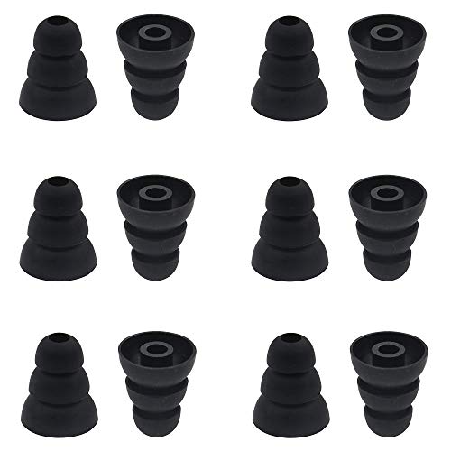 BLLQ 6 Paar Ersatz-Ohrstöpsel für die meisten In-Ear-Kopfhörer (Sony Senso Powerbeats Jaybird etc.) Schwarz, Large, schwarz von BLLQ