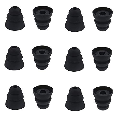 BLLQ 6 Paar Ersatz-Ohrstöpsel für die meisten In-Ear-Kopfhörer (Sony Senso Powerbeats Jaybird etc.) Schwarz, Medium, schwarz von BLLQ