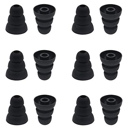 BLLQ Ersatz-Ohrstöpsel mit 3 Flanschen aus Silikon, für die meisten In-Ear-Kopfhörer (Sony Powerbeats Senso usw.), Schwarz [Große Größe] (3 Flanschspitzen L) von BLLQ