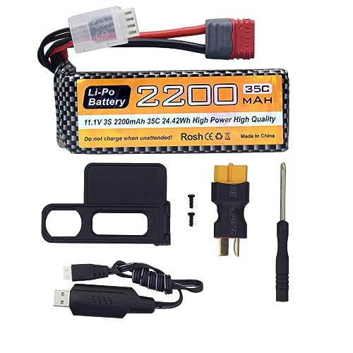 1PCS 11.1V 2200mAh 35C 3S Lipo Akku mit T Stecker und USB Ladekabel für MJX H16P H16E H16GT H16BM H16PL 14301 RC Auto High-Speed Drift Modell Spielzeug Auto von BLLRC