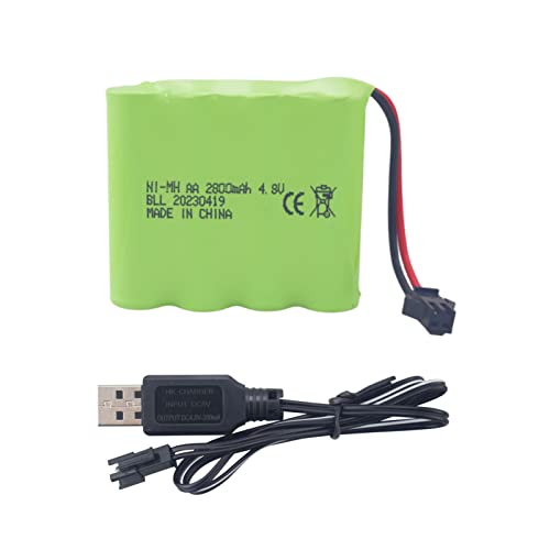 1PCS 4.8V 2800mah AA wiederaufladbare Batterie mit SM-2P Stecker und USB Ladekabel für SY-E511 Fernbedienung Bagger LKW Engineering Fahrzeug E562 TD141 RC Spielzeugauto von BLLRC