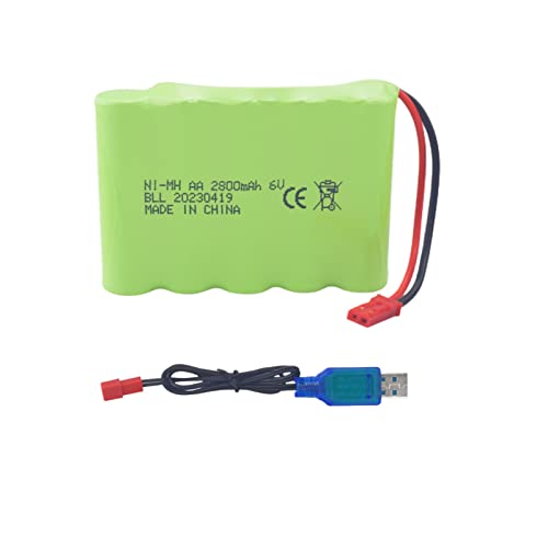 1PCS 6.0V 2800mAh AA Akku mit JST-2P Stecker und USB Ladekabel passend für den neuen Huina 540 Dump 520 RC Bulldozer und 510 Bagger 540 RC Spielzeug Fernbedienung Auto 1PCS 6.0V 2800mAh AA Akku mit JST-2P Stecker und USB Ladekabel passend für den neuen Huina 540 Dump 520 RC Bulldozer und 510 Bagger 540 RC Spielzeug Fernbedienung Auto von BLLRC