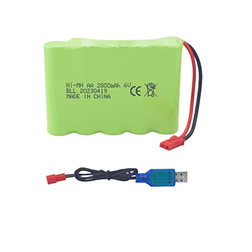 1PCS 6.0V 2800mAh AA Akku mit JST-2P Stecker und USB Ladekabel passend für den neuen Huina 540 Dump 520 RC Bulldozer und 510 Bagger 540 RC Spielzeug Fernbedienung Auto von BLLRC