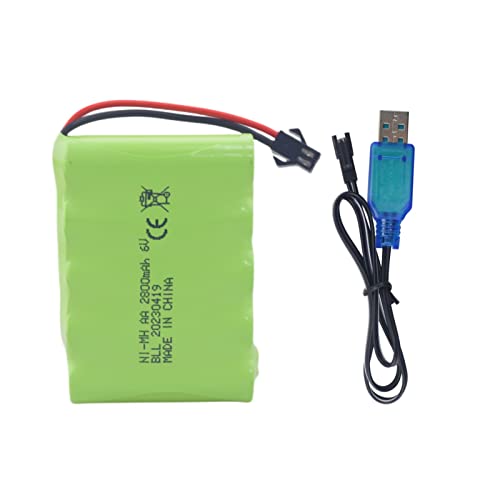 1PCS 6.0V 2800mah AA Akku mit SM-2P Stecker und USB Ladekabel für TB141 TB142 DE37 RC Fernbedienung Auto Spielzeug Auto Bagger LKW Engineering Fahrzeug von BLLRC