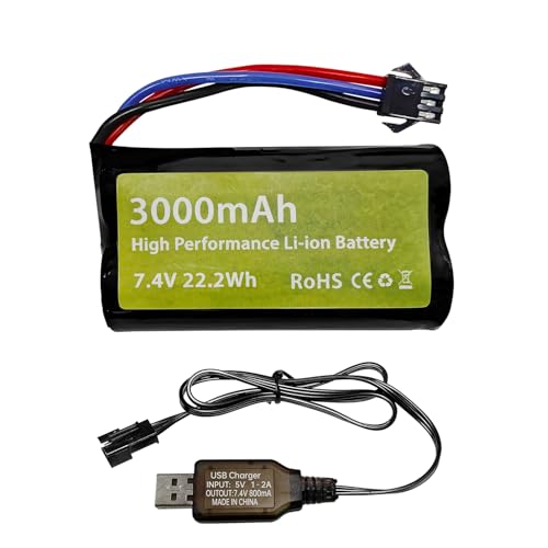 1PCS 7.4V 3000mAh 15C 2S Li-ion Batterie mit SM-3P Stecker und USB Ladekabel für DE43 DE60 9500E Fernbedienung Auto Huina 1575 RC Spielzeug Auto 1PCS 7.4V 3000mAh 15C 2S Li-ion Batterie mit SM-3P Stecker und USB Ladekabel für DE43 DE60 9500E Fernbedienung Auto Huina 1575 RC Spielzeug Auto von BLLRC
