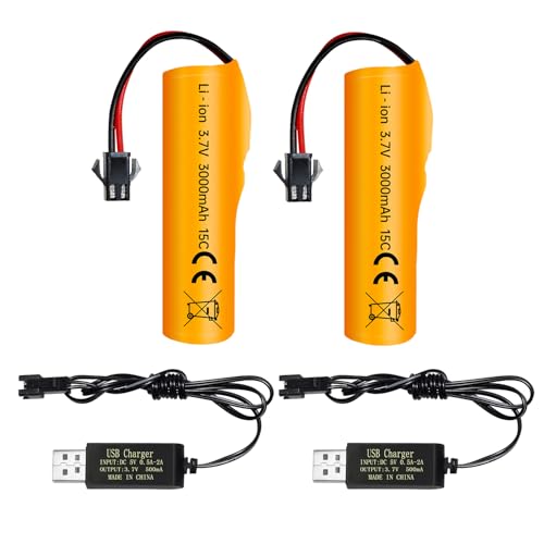 2PCS 3.7V 3000mAh Li-ion Batterie mit SM-2P Stecker und USB Ladekabel für DE42 DE44 DE45 DE68 RC Spielzeug Fernbedienung Auto von BLLRC
