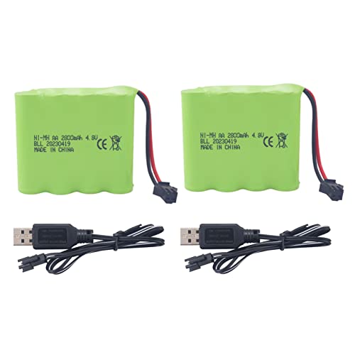 2PCS 4.8V 2800mah AA wiederaufladbare Batterie mit SM-2P Stecker und USB Ladekabel für SY-E511 Fernbedienung Bagger LKW Engineering Fahrzeug E562 TD141 RC Spielzeugauto von BLLRC