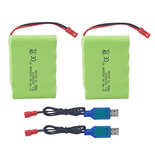 2PCS 6.0V 2800mAh AA Akku mit JST-2P Stecker und USB Ladekabel passend für den neuen Huina 540 Dump 520 RC Bulldozer und 510 Bagger 540 RC Spielzeug Fernbedienung Auto 2PCS 6.0V 2800mAh AA Akku mit JST-2P Stecker und USB Ladekabel passend für den neuen Huina 540 Dump 520 RC Bulldozer und 510 Bagger 540 RC Spielzeug Fernbedienung Auto von BLLRC