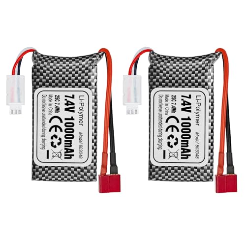 2PCS 7,4V 1000mAh T-Plug Lithium Akku 18858 18859 18859A 18859E HM163 HM164 35-DJ03 35-DJ04 SN-DJ02 16889 16889A 16890 2845 2846 Q901 Q902 Q903 RC Fernbedienung Auto Quadcopter Drone Batterie von BLLRC