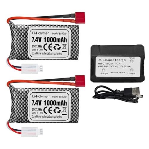 2PCS 7,4V 1000mAh T-Stecker-AKKU+ 2-in-1-Ladegerät für 18858 18859 18859A 18859E HM163 HM164 35-DJ03 35-DJ04 SN-DJ02 16889 16889A 16890 2845 2846 Q901 Q902 Q903 RC ferngesteuertes Auto Drohne 2PCS 7,4V 1000mAh T-Stecker-AKKU+ 2-in-1-Ladegerät für 18858 18859 18859A 18859E HM163 HM164 35-DJ03 35-DJ04 SN-DJ02 16889 16889A 16890 2845 2846 Q901 Q902 Q903 RC ferngesteuertes Auto Drohne von BLLRC
