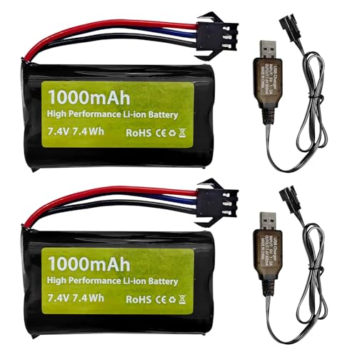 2PCS 7.4V 1000mAh 2S Li-ion Akku mit SM-3P Stecker und USB Ladekabel für DE82 TK3086B G20601 RC Fernbedienung Auto, TK-3082B Stunt Flip Auto, C60 LKW 2PCS 7.4V 1000mAh 2S Li-ion Akku mit SM-3P Stecker und USB Ladekabel für DE82 TK3086B G20601 RC Fernbedienung Auto, TK-3082B Stunt Flip Auto, C60 LKW von BLLRC