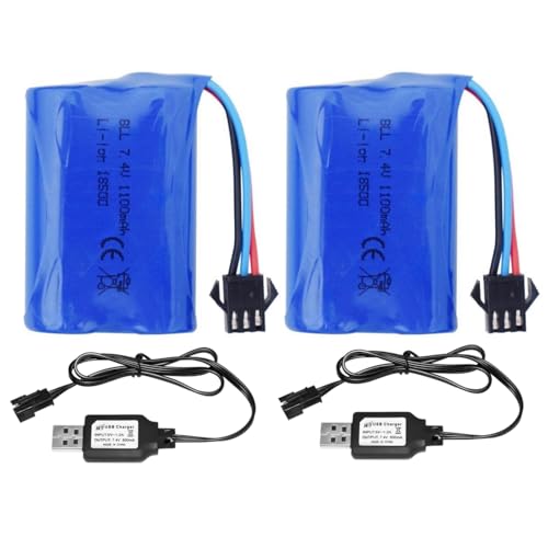 2PCS 7.4V 1100mAh 2S Li-ion Batterie mit SM-3P Stecker und USB Ladekabel für TK3086B G03082R G03086R G03085R RC Spielzeug Fernbedienung Auto TK-3082B Stunt Flip Auto 2PCS 7.4V 1100mAh 2S Li-ion Batterie mit SM-3P Stecker und USB Ladekabel für TK3086B G03082R G03086R G03085R RC Spielzeug Fernbedienung Auto TK-3082B Stunt Flip Auto von BLLRC