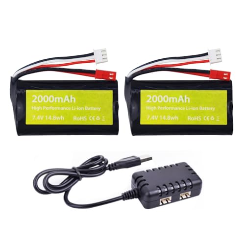 2PCS 7.4V 2000mah 15C 2S Lipo Batterie mit JST-2P Stecker und 2-in-1 Ladegerät für UDIRC UD1601 UD1602 UD1604 UD1607 SG1603 SG1604 RC Fernbedienung Spielzeugauto/Boot/Drohne 2PCS 7.4V 2000mah 15C 2S Lipo Batterie mit JST-2P Stecker und 2-in-1 Ladegerät für UDIRC UD1601 UD1602 UD1604 UD1607 SG1603 SG1604 RC Fernbedienung Spielzeugauto/Boot/Drohne von BLLRC