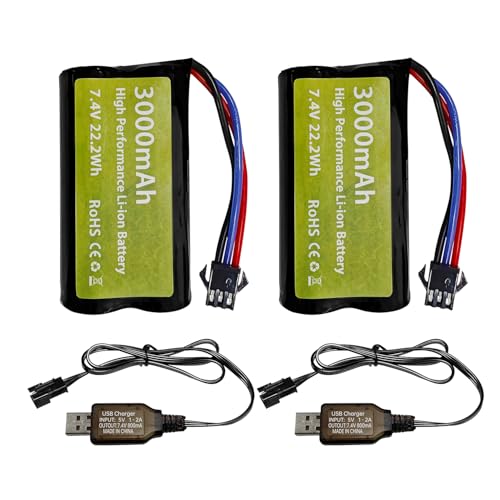 2PCS 7.4V 3000mAh 15C 2S Li-ion Batterie mit SM-3P Stecker und USB Ladekabel für DE43 DE60 9500E Fernbedienung Auto Huina 1575 RC Spielzeug Auto 2PCS 7.4V 3000mAh 15C 2S Li-ion Batterie mit SM-3P Stecker und USB Ladekabel für DE43 DE60 9500E Fernbedienung Auto Huina 1575 RC Spielzeug Auto von BLLRC