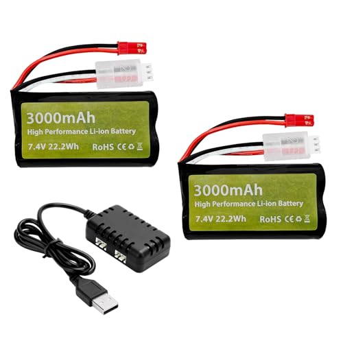 2PCS 7.4V 3000mah 15C 2S Li-ion Batterie mit JST-2P Stecker und 1 Ladegerät 2 Ladegeräte für UDIRC UD1601 UD1602 SG1603 RC 1/10, 1/12, 1/16 Fernbedienung Spielzeug Auto/Schiff 2PCS 7.4V 3000mah 15C 2S Li-ion Batterie mit JST-2P Stecker und 1 Ladegerät 2 Ladegeräte für UDIRC UD1601 UD1602 SG1603 RC 1/10, 1/12, 1/16 Fernbedienung Spielzeug Auto/Schiff von BLLRC