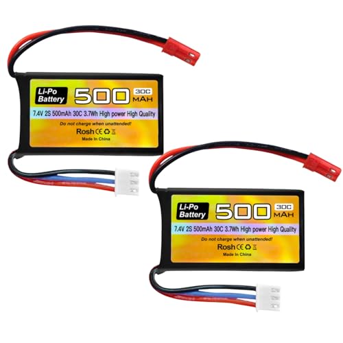 2PCS 7.4V 500mAh 30C Lipo Batterie mit JST-2P Stecker für Quadcopter kleine Flugzeuge/Mikro FPV Rennwagen/ferngesteuerte Drohne/RC Spielzeugauto 2PCS 7.4V 500mAh 30C Lipo Batterie mit JST-2P Stecker für Quadcopter kleine Flugzeuge/Mikro FPV Rennwagen/ferngesteuerte Drohne/RC Spielzeugauto von BLLRC