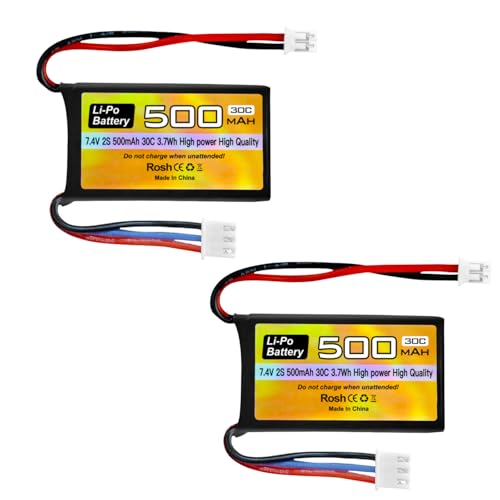 2PCS 7.4V 500mAh 30C Lipo Batterie mit PH2.0 Stecker für AX24 SCX24 Fernbedienung Auto, Drohne, kompatibel mit den meisten 1/10, 1/16, 1/18, 1/24 Verhältnis Fernbedienung Autos 2PCS 7.4V 500mAh 30C Lipo Batterie mit PH2.0 Stecker für AX24 SCX24 Fernbedienung Auto, Drohne, kompatibel mit den meisten 1/10, 1/16, 1/18, 1/24 Verhältnis Fernbedienung Autos von BLLRC